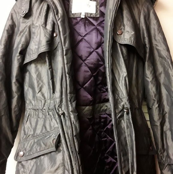 Olive Fur Collar Jacket Shelli Segal Laundry - Picture 2 of 9